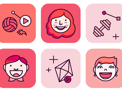 up at the (health) club boy cute data girl hair icons like line illustration man person phone