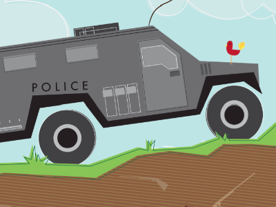 Armored Vehicle (with friend) armored vehicle bird clouds cover grass guns illustration newspaper pattern police vector