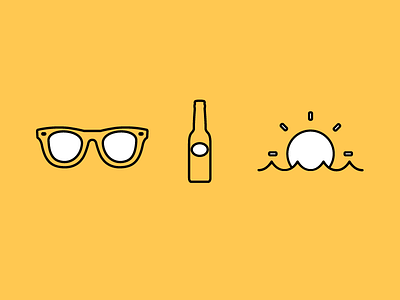 Summer Essentials beach beer icons lineart practice shades simple sun yellow