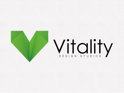 Vitality Studios Logotype abstract brand branding branding identity debut design studio dribbble gradient graphic design graphics green heard logo logotype oragami simple simple design subtle subtle design v vitality