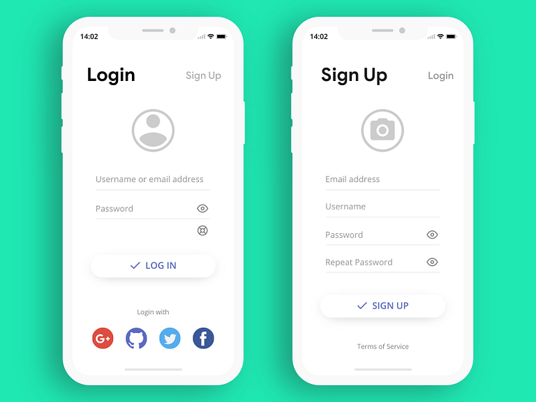 Login / Sign Up UI by Julio J. on Dribbble