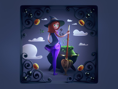 Quilled | The Witch V2 3d character dribbbleweeklywarmup halloween illustration quilled quilling witch