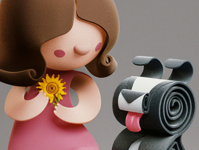 QUILLED | characters 3d behance character dog flower girl illustration paper quack quilled yumekon
