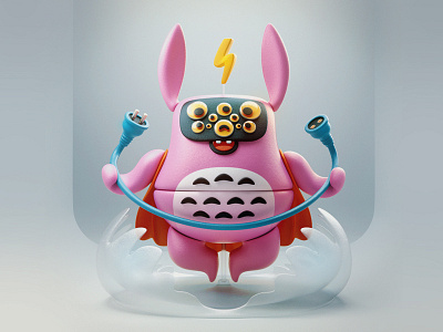 ba•doom | modular monsters 3d animation character electric monster power rabbit yumekon