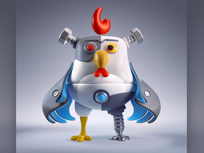 Robot Chciken x ba•doom | modular monsters 3d character chicken illustration monster robot
