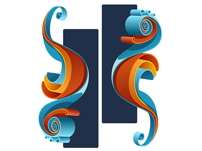 QUILLED 2D| Seahorse X character illustration quilled quilling seahorse vector yumekon