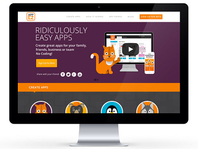 Appez Website apps bear cat character illustration elementary illustration mascot penguin responsive website wolf