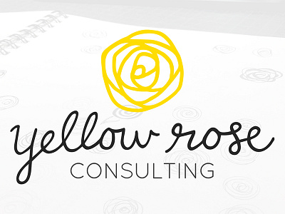 Yellow Rose Consulting Logo feminine floral flower hand drawn rose san serif watermark yellow