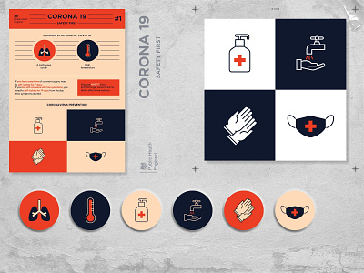 Corona safety email & icon set branding design icon illustration illustrator social media vector