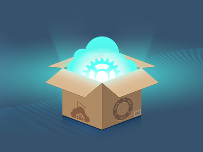 Out of the box cloud box cloud icon illustration package