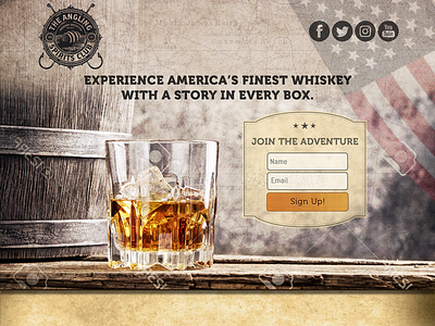 Whiskey Monthly Subscription Box Landing Page americana bourbon drink food drink grunge landing page design spirit subscription box whiskey whiskey bottle wood