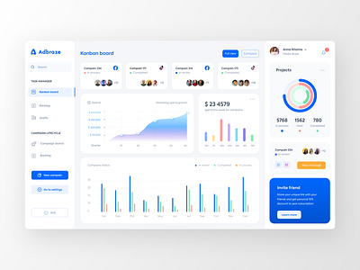 AdBraze ukrainian marketing app dashboard design app appdesign branding clean ui design graphic design ui uiux ux web web design website