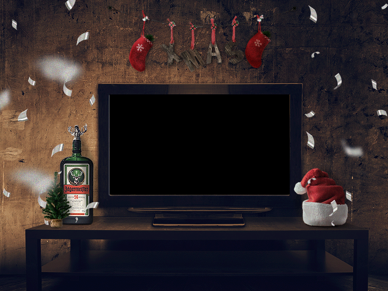 jagermaister christmas tv glitch cinemagraph christmas cinemagraph deer fun glitch new year santa tinsel tv year