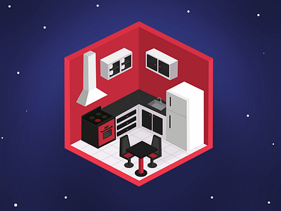 Isometric space home astronaut clean galaxy illustration isometric room space vector