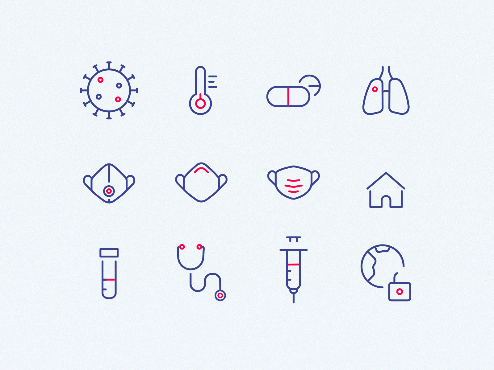 Animated Coronavirus theme icons
