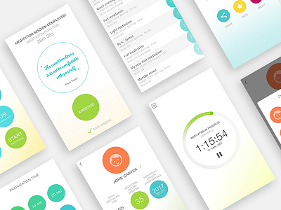 More Meditation screens android app bubble design ios mobile screens set ui