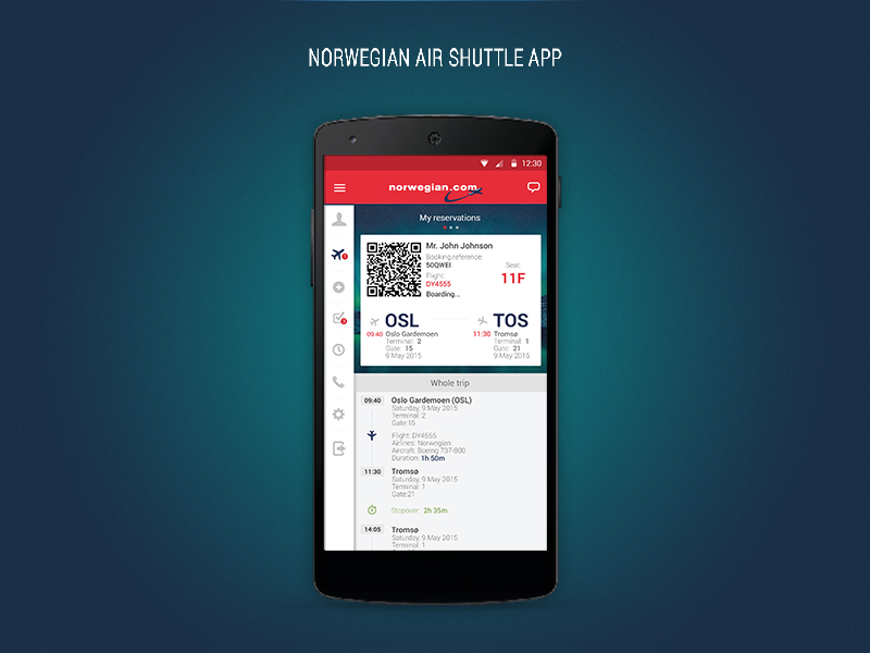 Norwegian app showcase dribbble