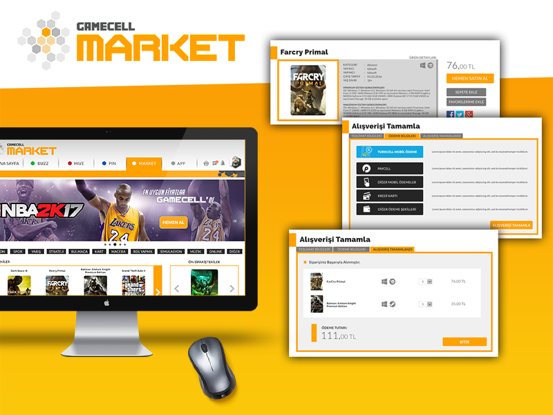 Gamecell - Market (2016) (Turkcell + Bigkazan) web ux ui responsive layout landing photoshop css html gamecell turkcell