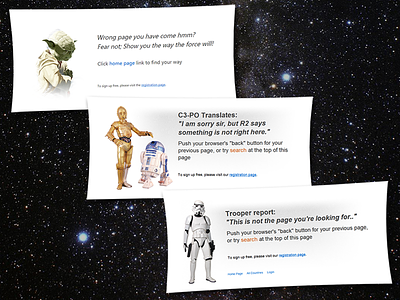 Star Wars Themed Error Pages (2012) 404 css error html photoshop star wars