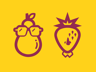 Fruits pear purple strawberry vector yellow