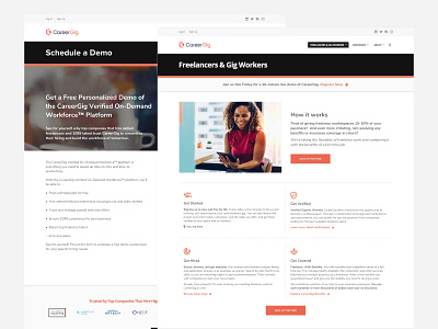 CareerGig Marketing Webpage Redesigns landing page design