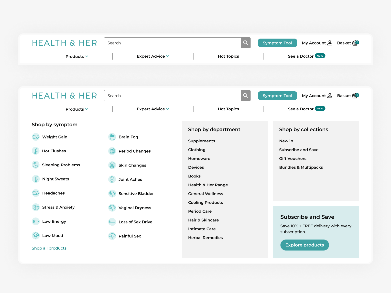 Navigation Health & Her by Kirsty Jones on Dribbble