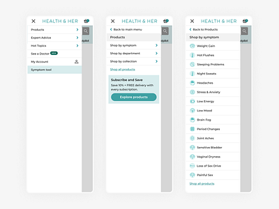 Mobile Navigation - Health & Her