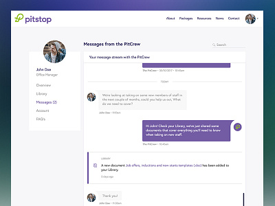 Chat/Messages Dashboard