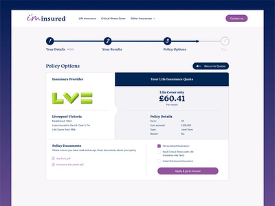 Insurance Policy Options Page dailyinspiration design designer designinspiration digital graphicdesign ui uiux ux web