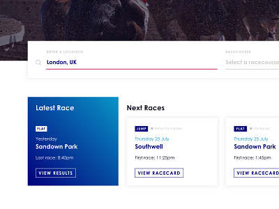 Search bar & Fixtures for Racing Website