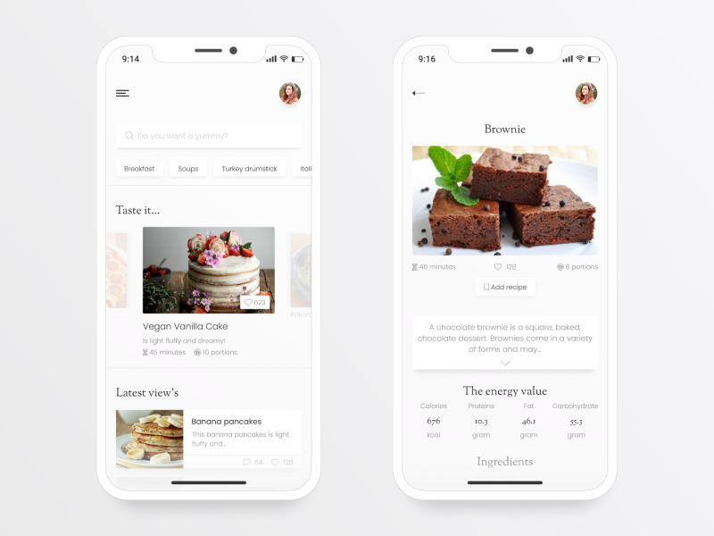 Recipe book app by 3aycev on Dribbble