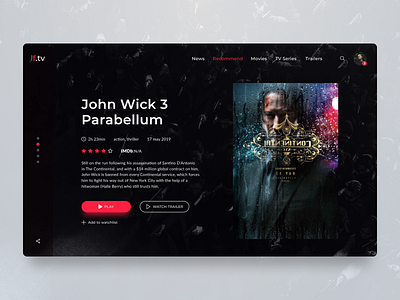 Jhon Wick 3 prewiew concept black films interace ui uidesign uiux ux web webdesign website