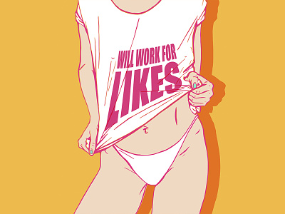 Will Work for Likes 2d colorful digital illustration illustration illustration art sexy woman