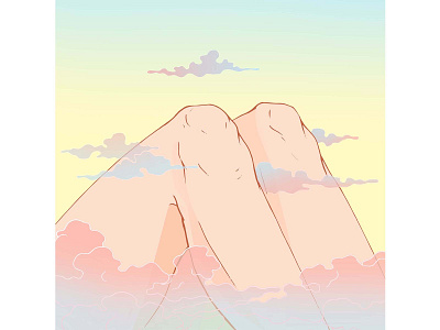 Mountains art body clouds colorful illustration knees mountains nature surreal
