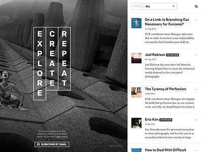 ECR magazine design magazine minimal online responsive ui website white