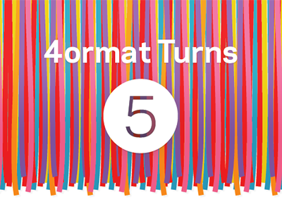 4ormat Turns 5! birthday confetti illustration
