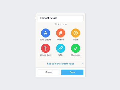 New Field popup colour creation icons new popup ui webapp