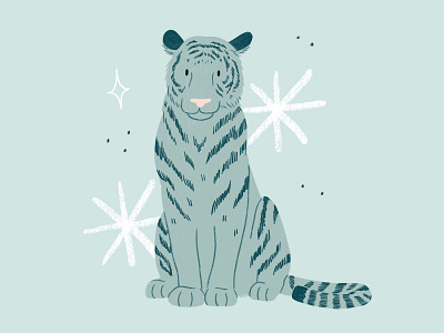 Tiger bigcat exoticanimal illustration limitedpalette monochromatic procreate tiger whimsical