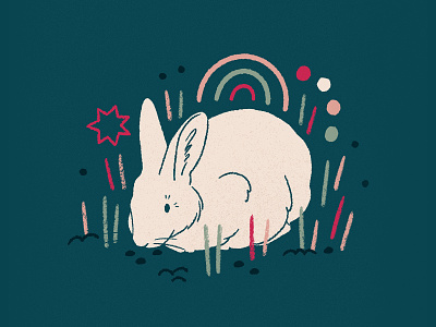 Sniffing Bunny Illustration animalart animalillustration digitalillustration illustration limitedpalette procreate rabbit rabbitart