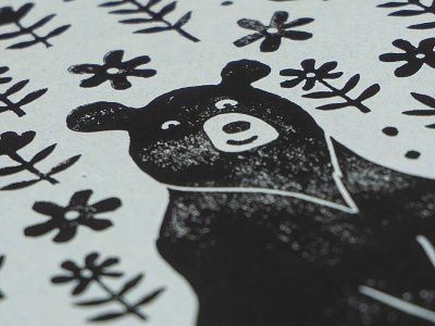 Bear Linocut Illustration animalart animalillustration bearart bearillustration handprinted linocut linoprint