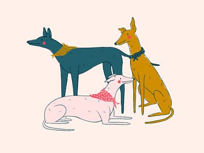 Greyhound Girl Gang animalart animalillustration digitalillustration greyhoundart greyhoundillustration illustration procreate