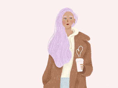 Coffee Gal coffee coffeeillustration coolgal illustratedportrait portrait portrait illustration purplehair