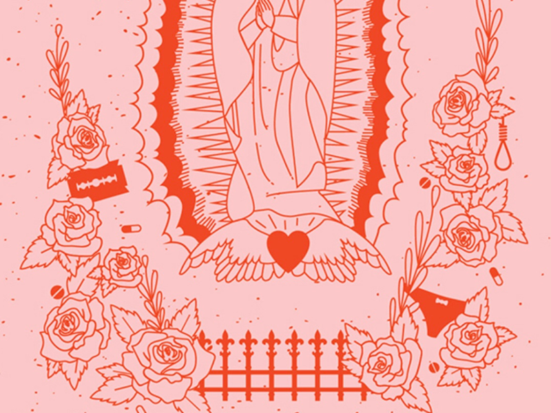 Virgin Suicides virgin mary religion razor blade roses pink and red pink poster movie poster virgin suicides