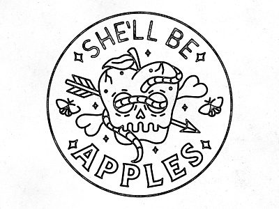 She'll be Apples arrow brand design illustration monoline skull texture tshirt typography vintage