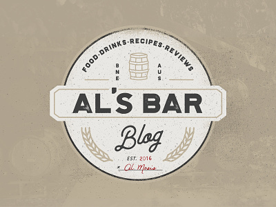 Al's Bar Logo badge beer illustration layout logo rustic texture tshirt type typography vintage