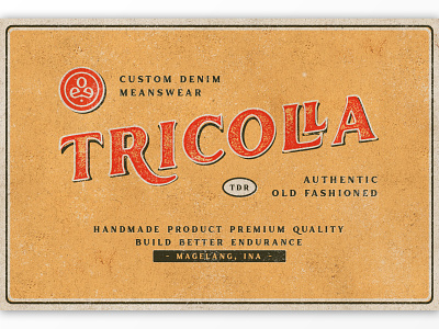 Tricolla Brand badge branding classic contemporary display handmade labels ligatures logo old style organic packaging poster product retro rough serif texture typography vintage
