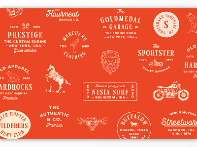Brocades Logo and Illustrations badge branding classic label logo logotype packaging texture typography vintage