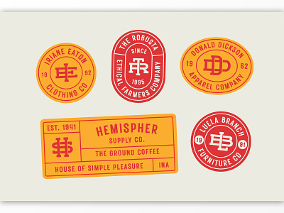 Monogram Holder Badges badge branding crafted display label ligature logo logotype monogram packaging slab serif typography