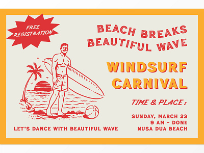 Windsurf Carnival Poster badge illustration label logo logotype packaging poster typography