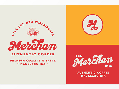 Merchan Authentic Coffee badge branding illustration label logo logotype packaging typography